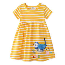 new designed summer dresses kids top quality cartoon dress with applique some lovely dinosaurs hot selling Summer Girls Dress