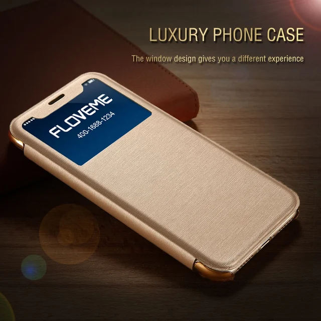 Best Offers KISSCASE Luxury Flip Window Wallet Case For iPhone X iPhone 8 7 Plus Waterproof Cloth Patterned PU Leather Back Cover Capinhas