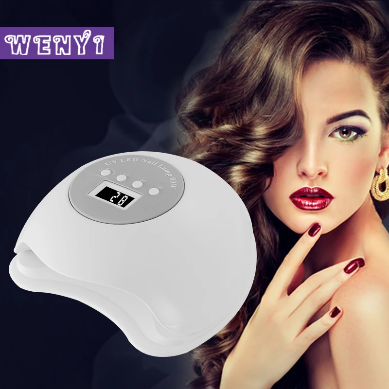 

WENYI 60W UV LED Nail Lamp Nail Dryer Gel Polish Curing Light with Bottom 10s/30s/60s Timer LCD display