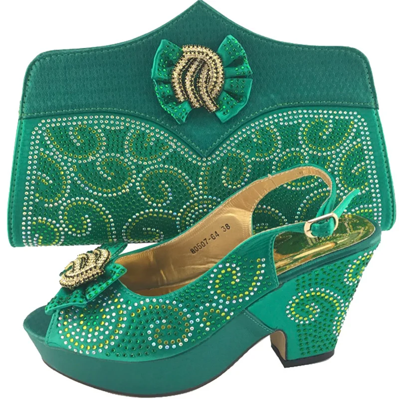 Green Shoe and Bag To Match Italian African Wedding Shoe and Bag Set