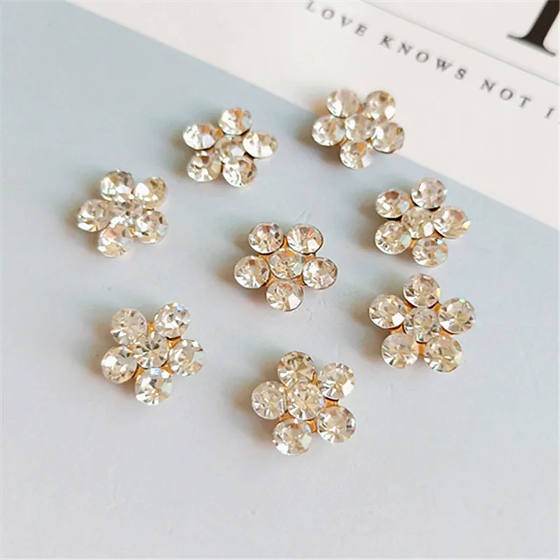 

50 PCS 11mm Fashion Metal Alloy Gold Crystal Rhinestone Flowers Connectors Charm For Jewelry Making