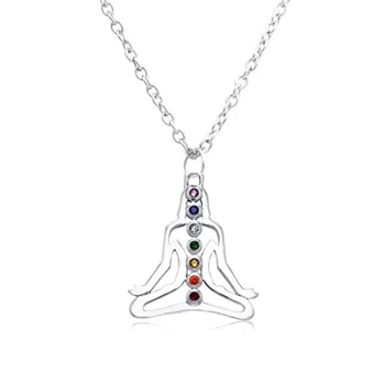 

my shape 7 Charkra Pendant Crystal Reiki Healing Balancing Meditation Necklace Women Jewelry - Yoga OM Therapy Style