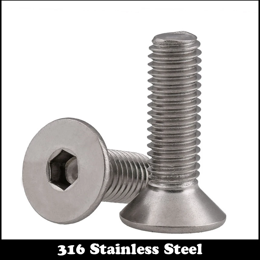 20pcs M3 45mm M3*45mm M3X45 316 Stainless steel SS DIN7991 Flat Screws Inner Hexagon Socket Countersunk Head Screw | Обустройство