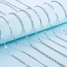 Classic Basic Chain 100%925 Sterling Silver Lobster Clasp Adjustable Necklace Lady 40CM/46CM Chain Fashion Jewelry classic silver plated alloy twistedstring chain necklace silver 46cm
