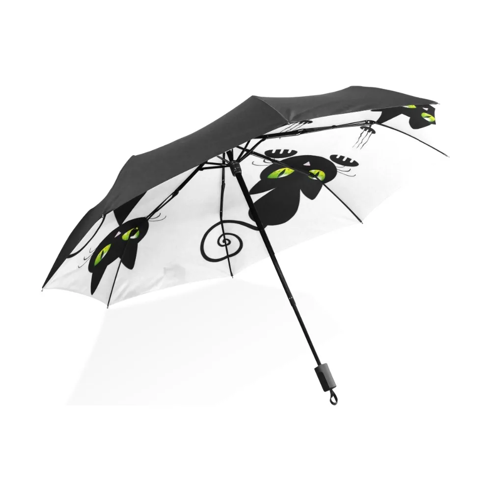 Милый зонтик с черным покрытием в виде кошки, женский зонтик от дождя ...