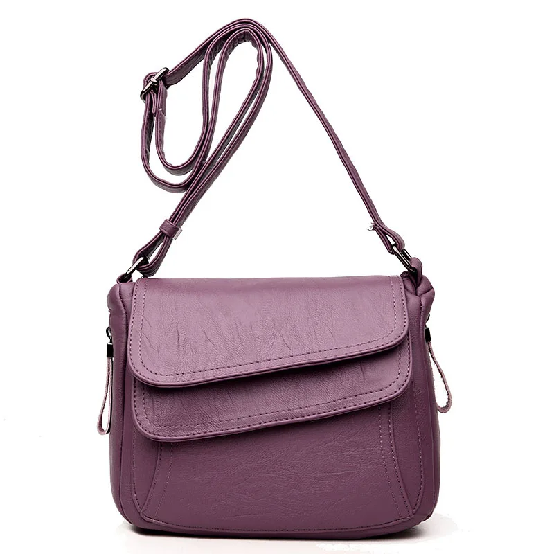 Роскошные женские сумки высокого качества из промытой кожи, женские сумки, брендовые дизайнерские женские сумки-мессенджеры, женские сумки на ремне с клапаном - Цвет: PURPLE