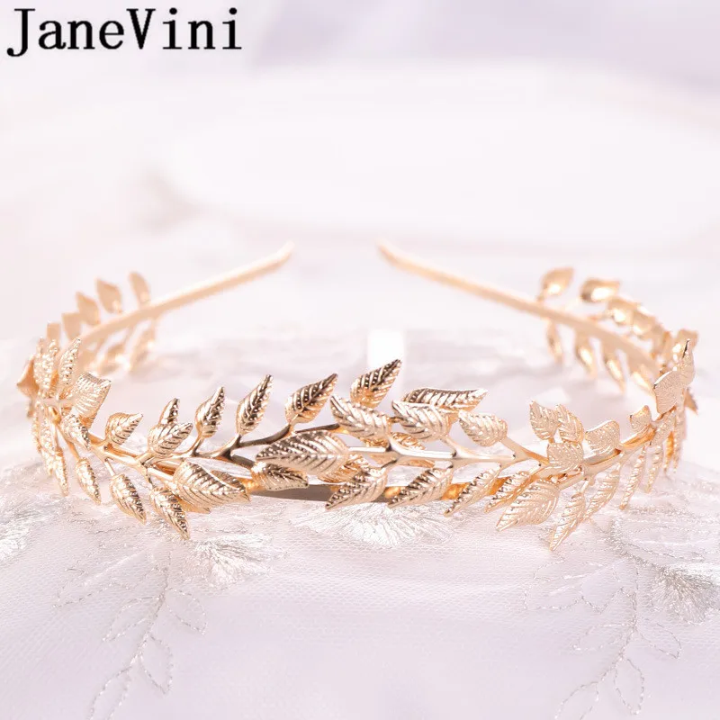 JaneVini Bruids Haaraccessoires сусальное золото невесты повязка на голову класса «Люкс» в стиле бохо, свадебные аксессуары для волос; свадебные Головные уборы украшения