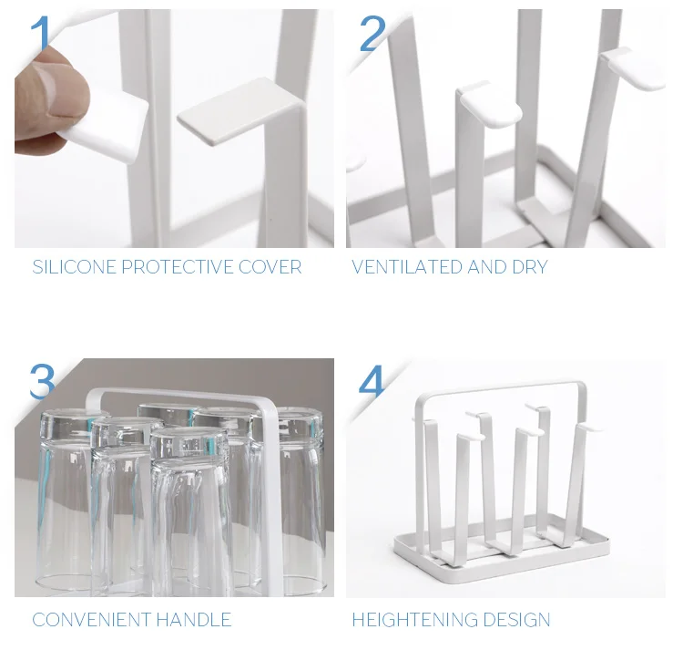 ORZ стеклянная подставка для стаканов водная кружка сушильная вешалка Настольный органайзер подставка для стаканчиков держатель для 6 крючков кухонные принадлежности для хранения