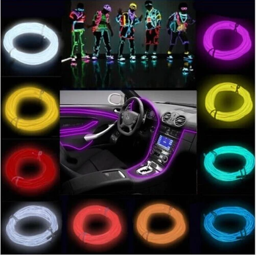 Newest 8 Color 3M Flexible LED Neon Tube Rope Light Glow Wire with Controller for Car