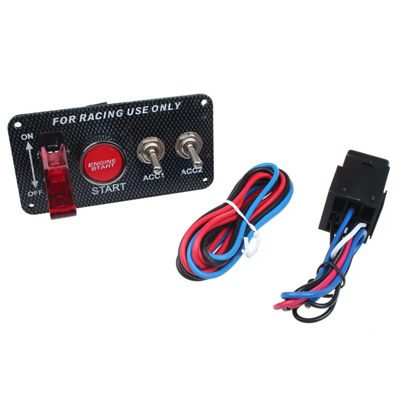 Car Accessory 12V LED Toggle Ignition Switch Panel Engine Start Push