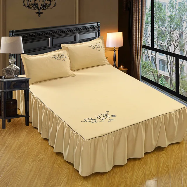 Modern Styles Ruffles Bed Skirt 3pcs Set Pillow Case Modern Styles Ruffles Bed Skirt 3pcs Set Pillow Case Sanding Reactive Printed
