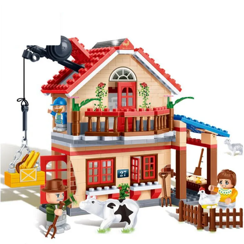 

Compatible Legoings 315 Pcs Happy Farm Building Block Toys Ranchette Block Educational Toys Banbao Building Block DIY Bricks