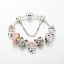 Annapaer marca jóias coração charme pulseira para as mulheres 2019 fino cristal bowknot pingente pulseiras para meninas presente b19019