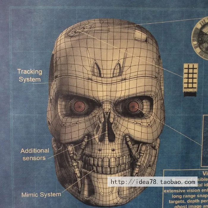 Большой робот Терминатор T800 старинный крафт плакат настенные художественные наклейки настенные переводная картинка Core Ретро Бар Кафе дома украшения