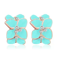 Новые поступления shuangr, женские серьги-клипсы в виде цветов гардении, одна пара, изысканная листва, кристалл, элегантные аксессуары, 6 цветов