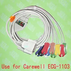 Совместимость с 15PIN carewell ECG-1103 ЭКГ машина цельный 10 ЭКГ кабель и клип проводам, iec или AHA