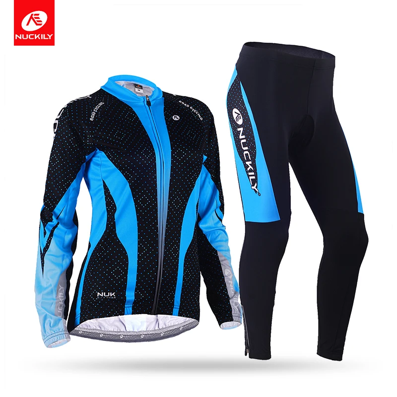 

NUCKILY Winter Womens Road Bike Jersey Long Sleeves Fleece Thermal Sublimation Cycling Jacket Suit GE007GF007