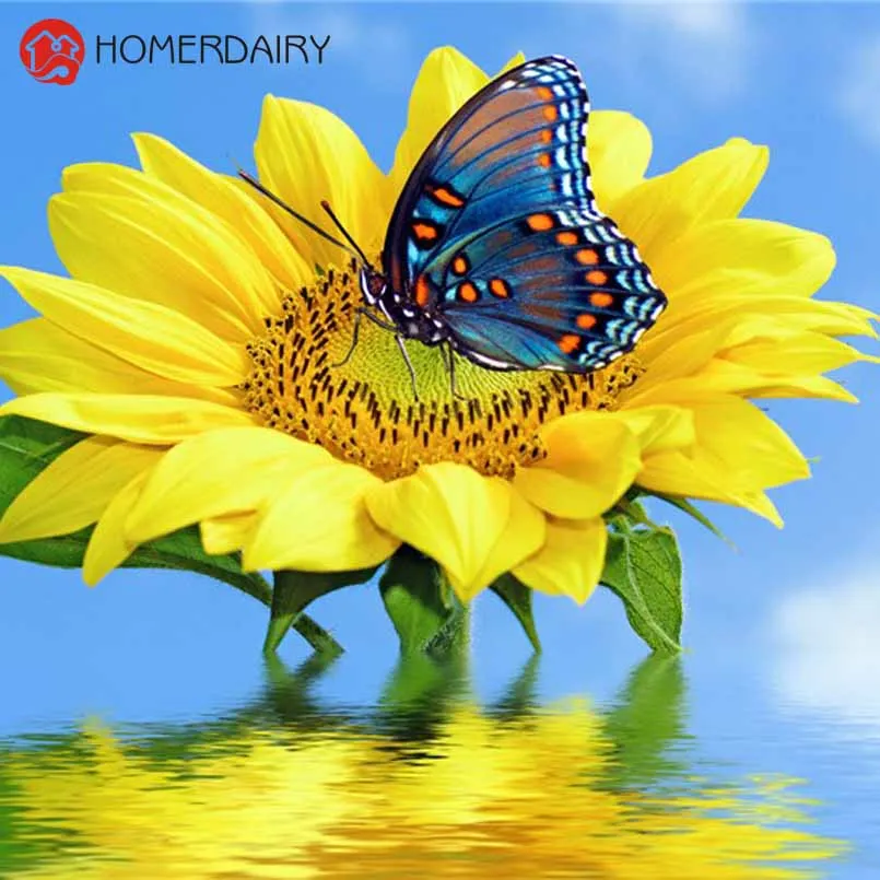 HOMERDAIRY 5D Алмазная Вышивка Цветы бабочки мозаика продажи кристалл Полный Круглый