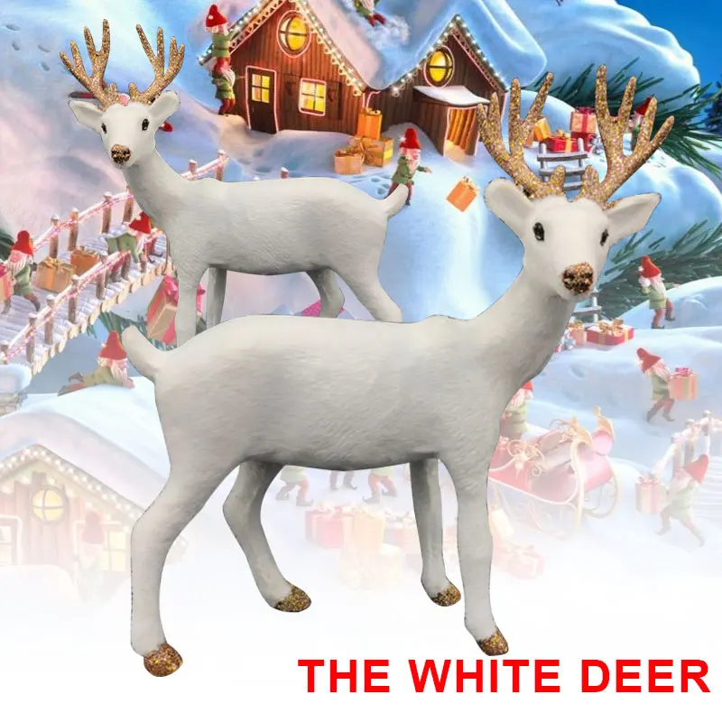 

New Simulation Christmas white Reindeer Simulated Plush Christmas Reindeer Standing New Year Ornament For Home Decoration