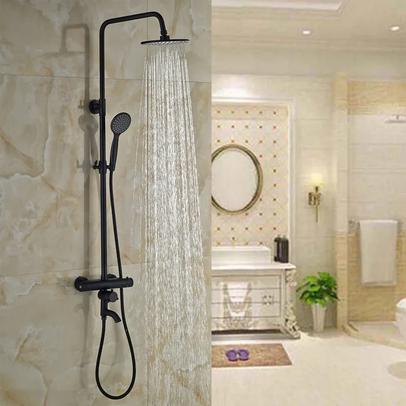 Luxury Oil Rubbed Bronze Shower Faucet Set Wall Mount Bathtub Luxury Oil Rubbed Bronze Shower Faucet Set Wall Mount Bathtub Thermostatic W Hand Sprayer Mixer Tap In Faucets From Home Improvement On