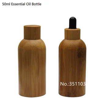 

10Pcs 50ml Glass Essential Oil Bottle Bamboo Container,Glass Black Pipette Bottles Bamboo Dropper Plastic Inner Plug Oil Bottle
