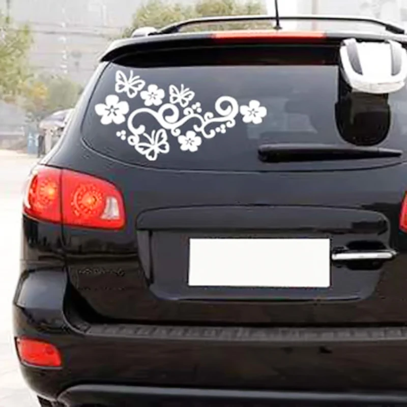 

1pc Elegant Charm Rose Large Size Car Sticker Reflective Warning Decal Waterproof Window Vinyl Cover Black White Paster 47x25cm