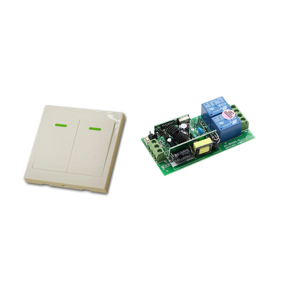 

Smart Home AC 85V 110V 220V 250V RF 10A Relay 2 CH Wireless Remote Control Switch System+ 2CH Wall Panel Transmitter