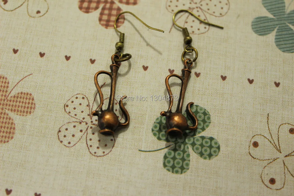 Mini Alice in Wonderland 3D Teapot Charm earring - Vintage Style Jewellery British Teatime Jewelry -Bronze | Украшения и