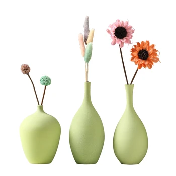 

Pastoral green small fresh ceramic vase Brief art decorative flower vase
