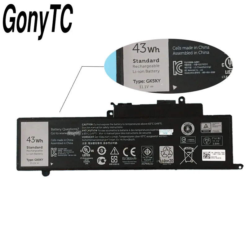 GONYTC 100% Новый оригинальный GK5KY Аккумулятор для ноутбука DELL Inspiron 13 7347 11 3147 04K8YH 31NP6/60/80