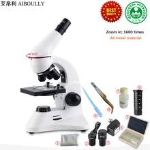 AIBOULLY 1600 кратное увеличение научных экспериментов в детском микроскопе анализ крови животных и растений