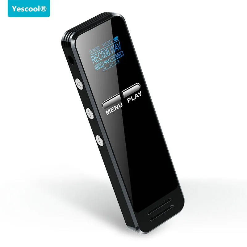 Yescool B9 16 Гб ультра долгое время denoise HD стерео компактный металлический мини портативный цифровой REC Диктофон MP3 диктофон черный