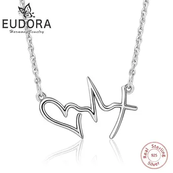

EUDORAl 925 Sterling Silver Heartbeats Pendant Necklace for Women Sterling Silver Jewelry Elegant Pendentif haute joaillerie 259