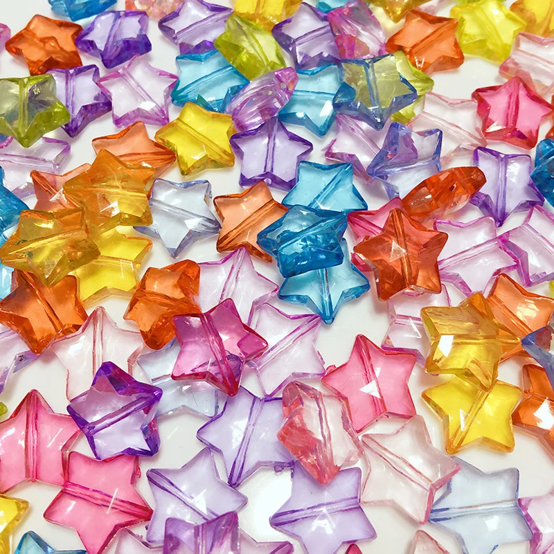 

45Pcs/Pack 15*15mm Wholesale Fashion Transparent Star Loose Beads Grade Diy Cute Bracelet Acrylic Loose Beads For Jewelry Making
