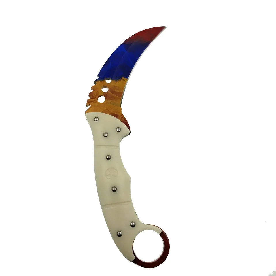 Прямая поставка, тактический нож CSGO karambit, зуб тигра, фиксированное лезвие, нож doppler, охотничий спасательный нож, выцветающий цветной нож - Цвет: Color doppler