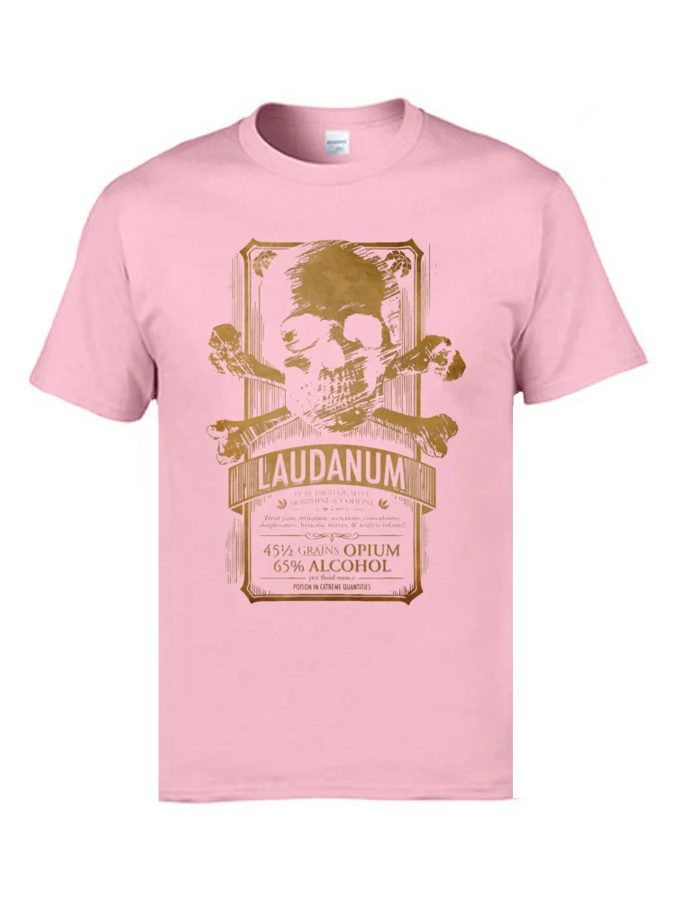 New Coming Casual Birthday T Shirt Crewneck 100% Cotton Fabric Men T Shirt Short Sleeve Father Day Birthday Tee Shirt Laudanum Medical Goth Steampunk Label 5732 pink