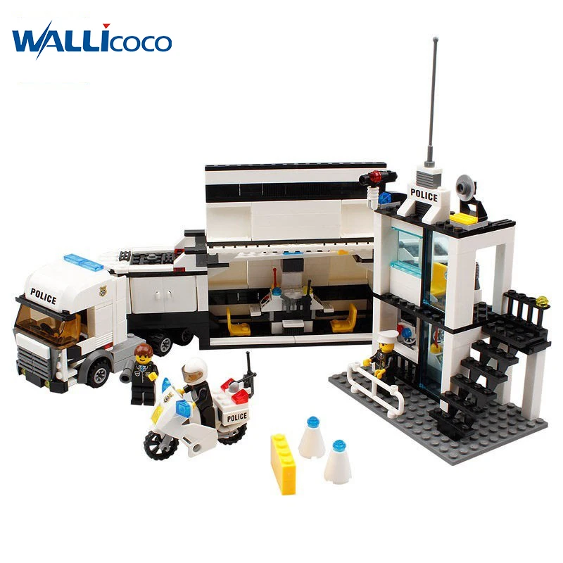 

Compatible LegoINGlys City Police Station Building Blocks Helicopter Boat Truck Model Action Figures MOC Bricks