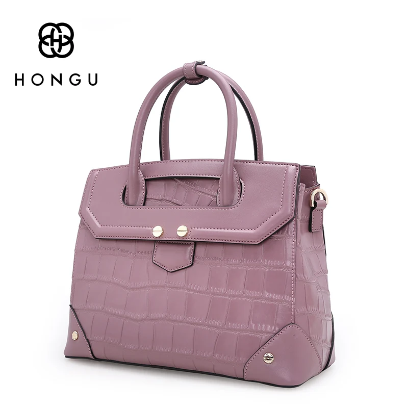 

HONGU Fashion Girl Natural Cowhide Leather Bag Women Handbags Shoulder Crocodile Pattern Versatile Big Ladies Crossbody Bag Tote