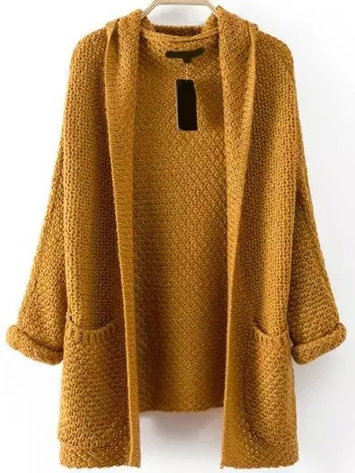 font b Women b font Casual Vintage Long Sleeve Pockets Chunky Knit Coat
