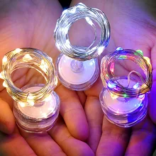 1M 2M 5M 50 Led Strings Copper Wire Button Battery Operated Christmas Wedding Party Decoration LED String Fairy Lights