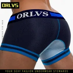 ORLVS, летнее Сетчатое Мужское нижнее белье, модные трусы-боксеры, мужское нижнее белье с эластичной талией, дышащие, быстросохнущие боксеры
