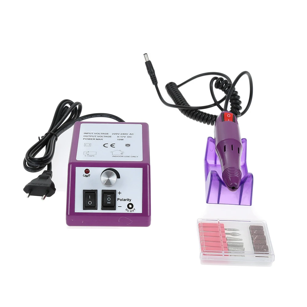 Professional Electric Drill Pen Nail Art Machine Set 6 Drill Bits