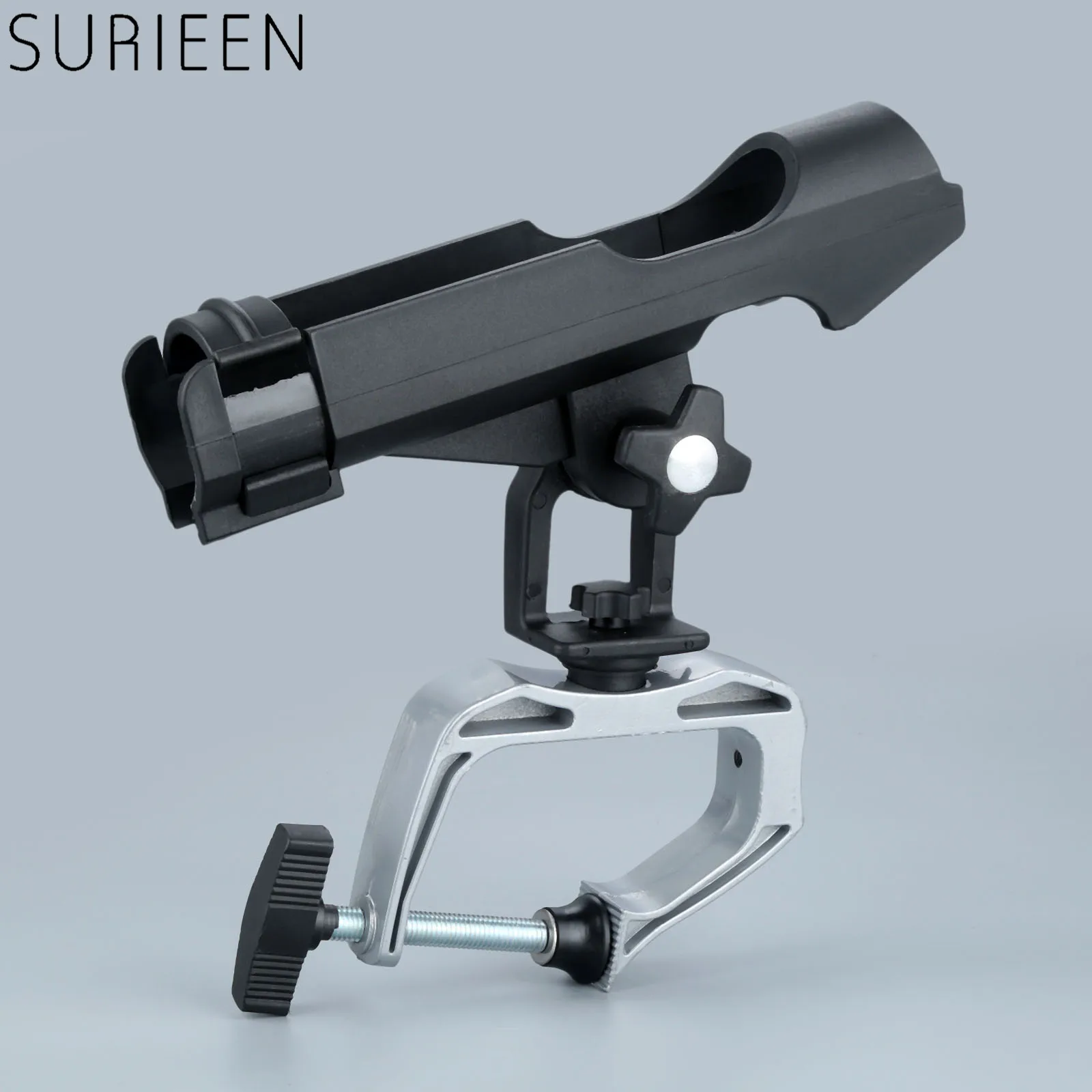 SURIEEN 1 Pc Aluminum Alloy Adjustable Boat Fishing Rods Racks Holder with Large Rest Clamp for Boat kayaks Side Tackle Mount