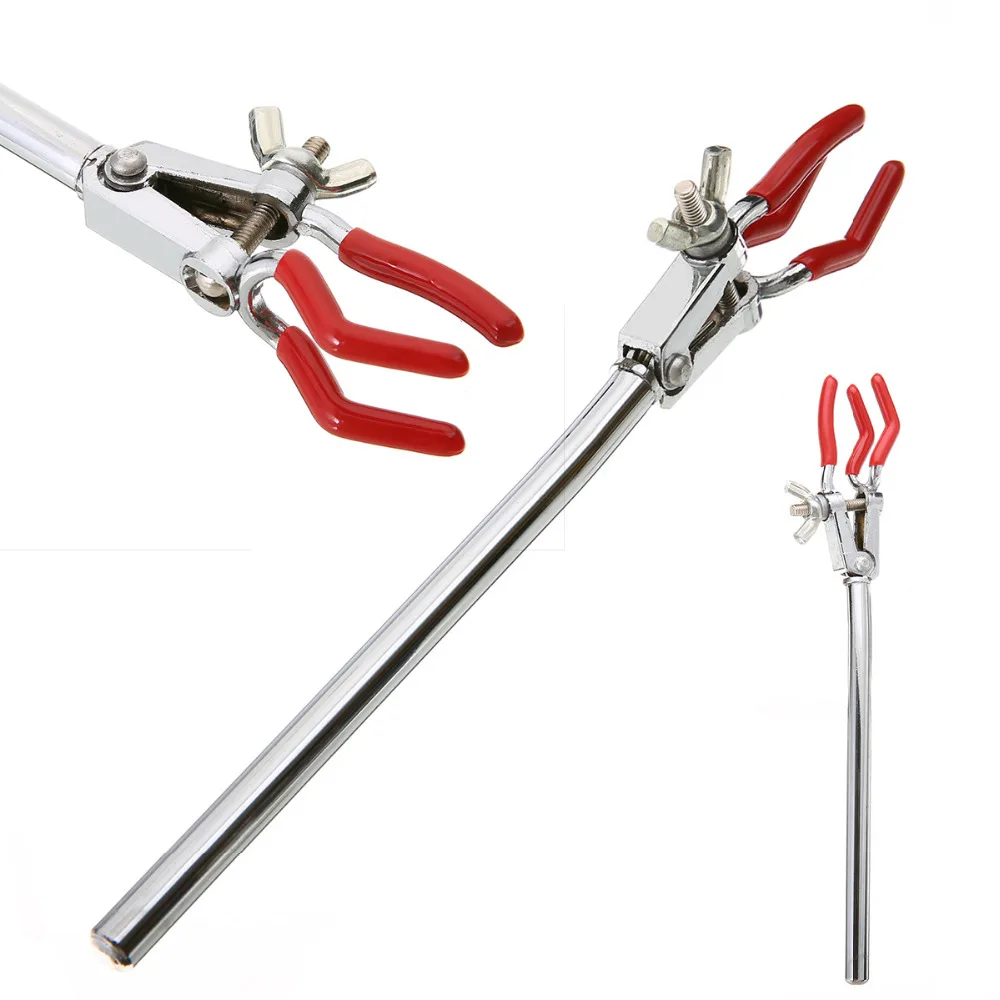 

New Single Adjustment Three Prong Extension Flask Clip Clamp For Chemistry Lab Stand