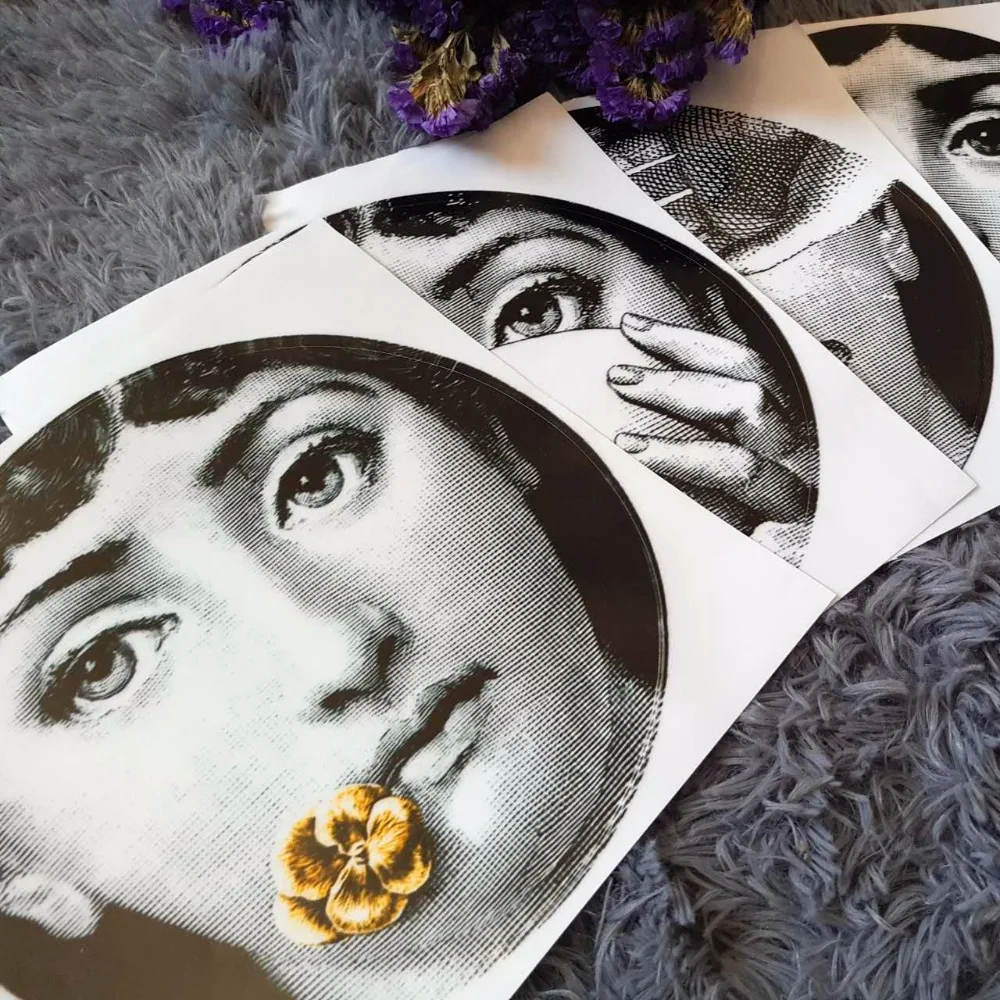 

8 and 10 inch Designer Fornasetti Wallpaper The Same As Transparent Stickers For Decoration Living Room 1 PCS