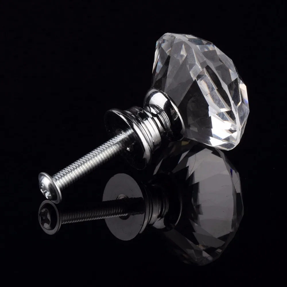 1 шт. 30 мм стеклянное украшение в виде алмаза сплав дверной ящик ручная рукоятка Бар Ручка для шкафа Ручки Легкий вес