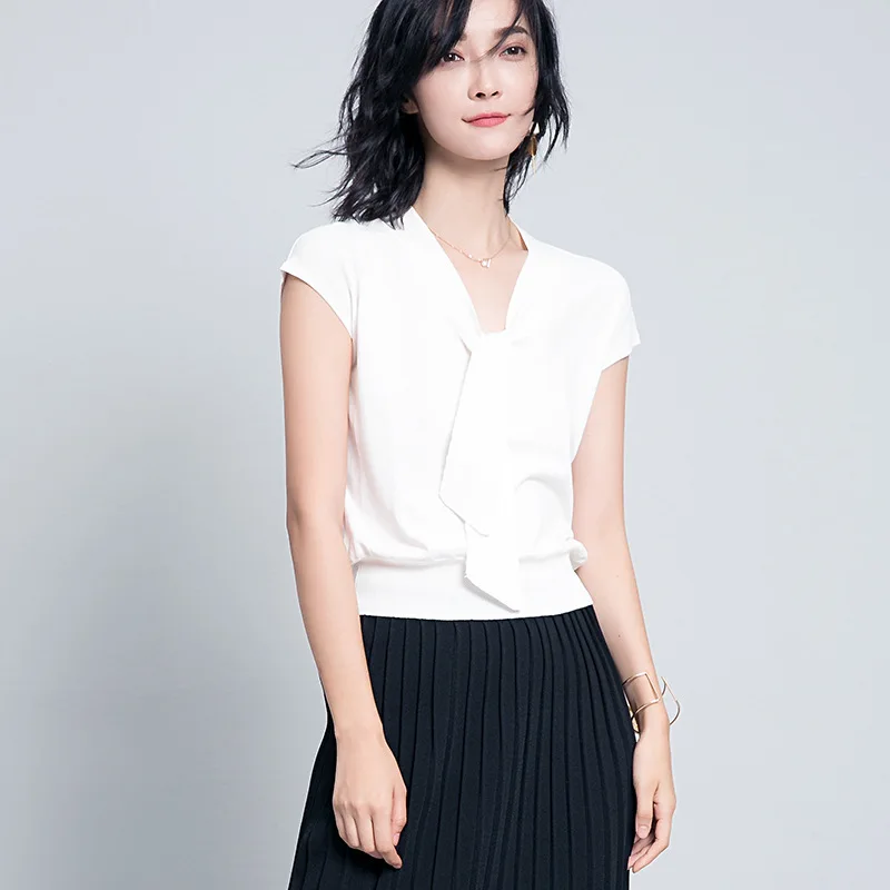 2018 temperament commuter women's autumn and summer new Korean short-sleeved knitted sweater for women F068-1