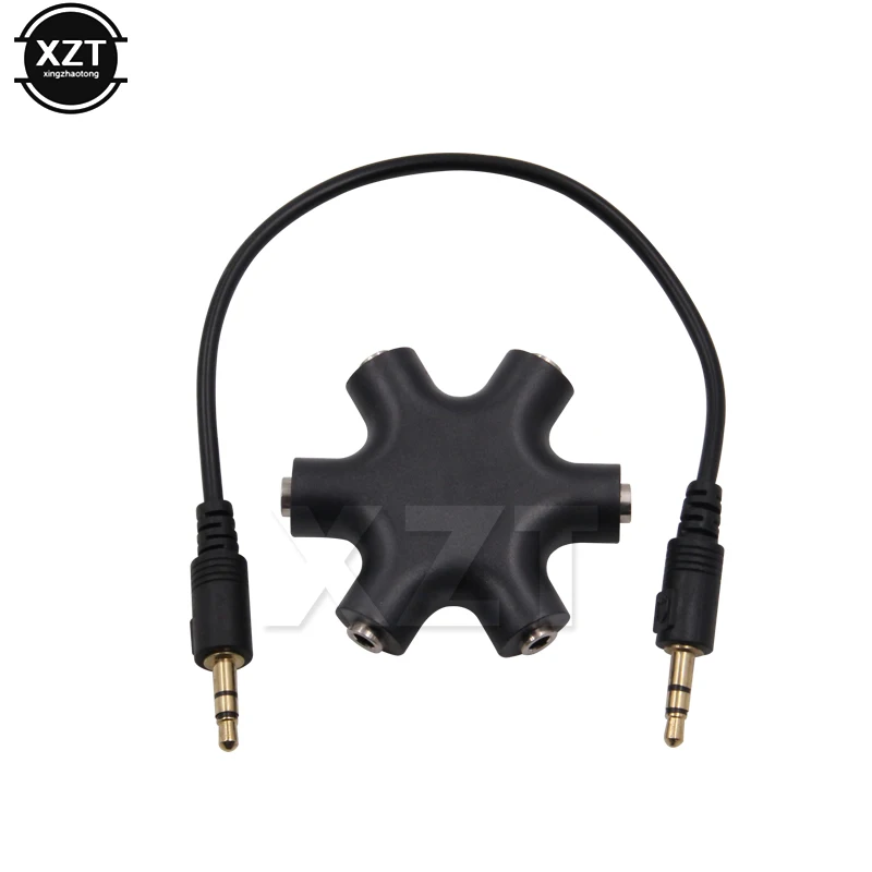 

3.5mm Jack 6 Way Multi Port Hub Aux Headphone Splitter Useful Audio Cable Adapter Converter Earphone Accessory