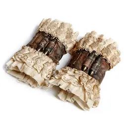 Стимпанк Винтаж перчатки кофейного цвета для женщин Готический модные короткие наручные Прихватки мангала костюмы интимные аксессуары