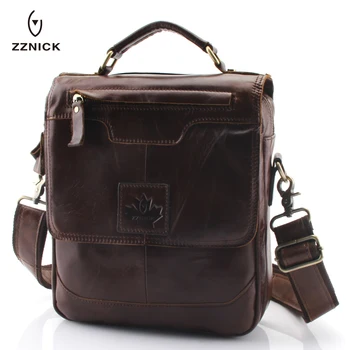 

ZZNICK Men 100% Genuine Cow Leather Crossbody Shoulder Bag Men Messenger Bag Vintage Leather Male Business Bag Briefcase Handbag